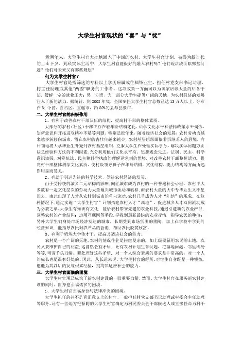 大学生村官现状的“喜”与“忧”