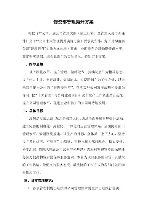 物资部管理提升方案
