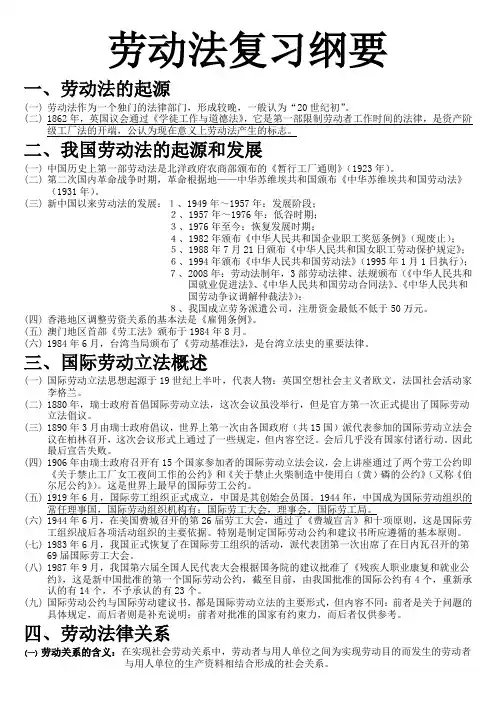 劳动法复习重点笔记