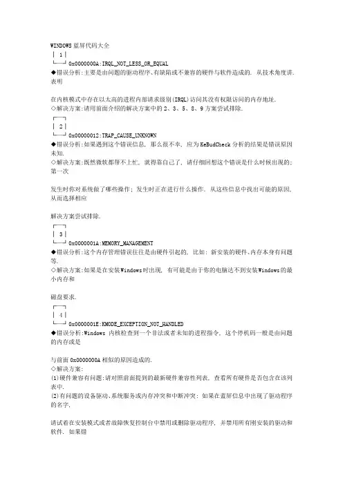 蓝屏代码大全 2