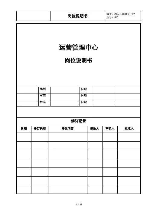 运营发展部岗位说明书