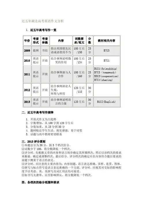 近五年湖北高考英语作文分析