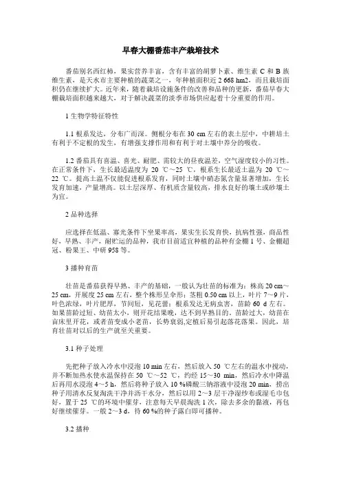 早春大棚番茄丰产栽培技术