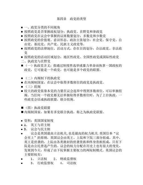 第四章  政党的类型