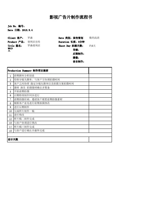 广告片制作流程说明