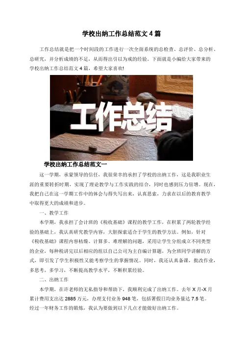 学校出纳工作总结范文4篇