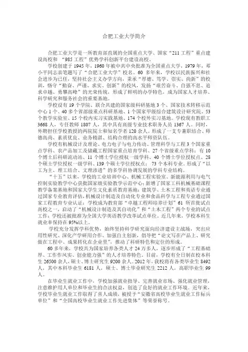 合肥工业大学简介
