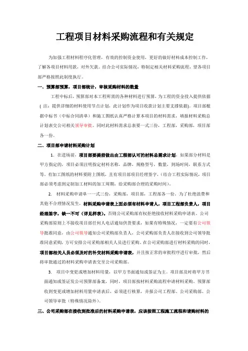 工程项目材料采购管理制度及流程