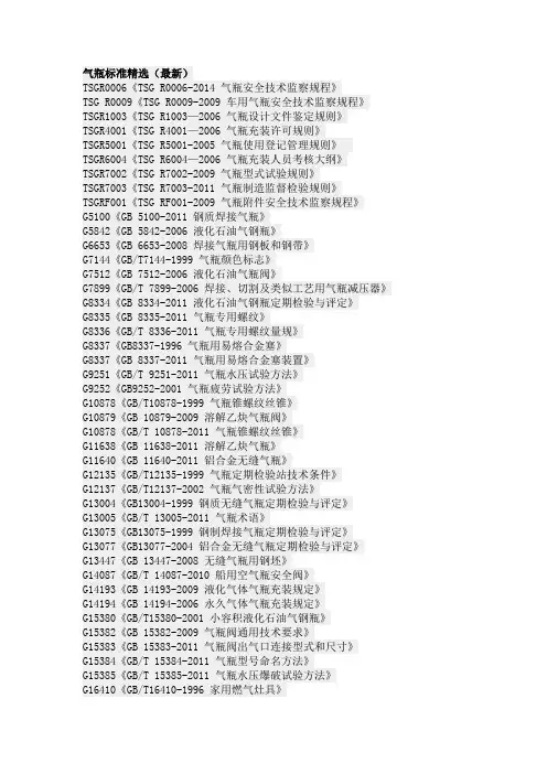 气瓶标准精选(最新)