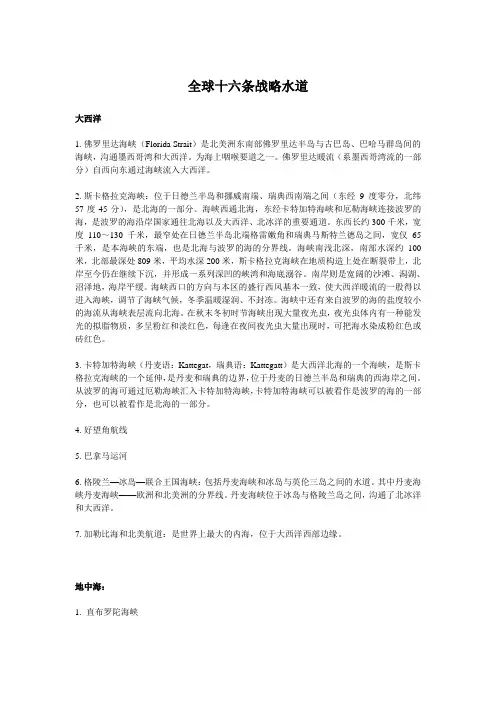 全球十六条战略水道