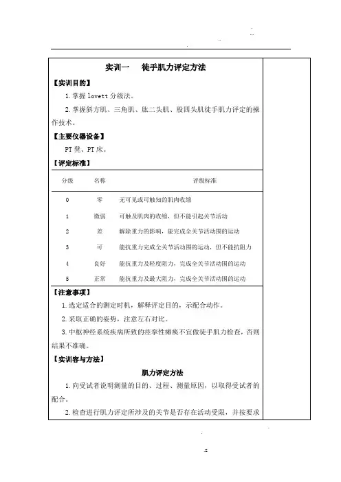 徒手肌力的评定