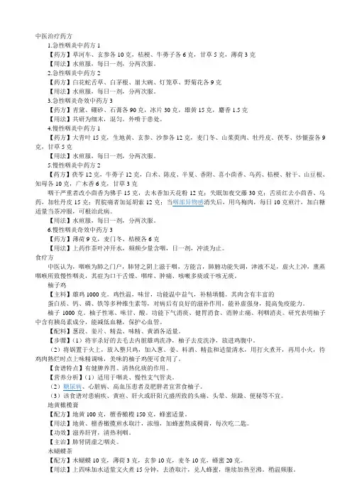 中医治疗药方