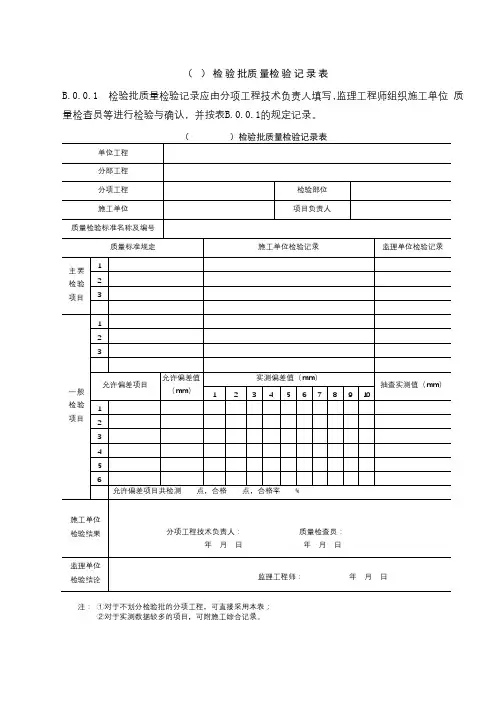 检验批质量检验记录表