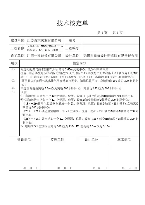 技术核定单模板