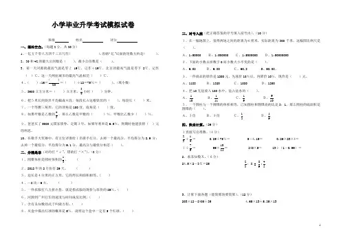 广东省小学毕业升学考试试卷