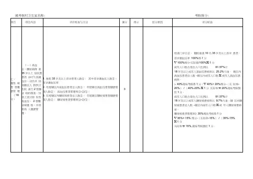 高血压糖尿病考核表