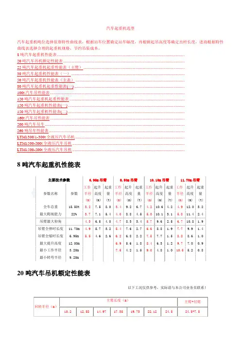 吨汽车吊性能参数表 2