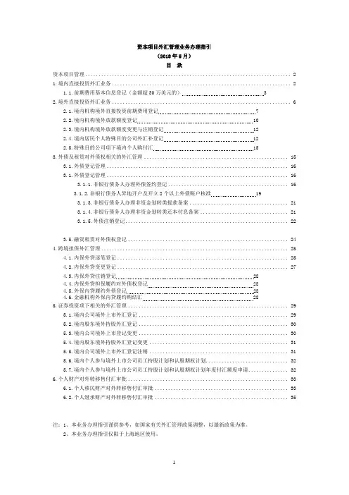 资本项目外汇管理业务办理指引
