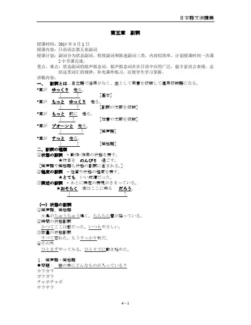 日本语文法ー副词