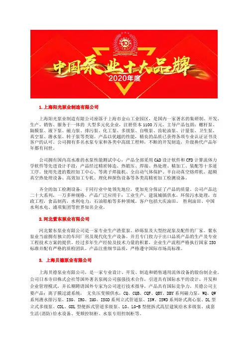 2020年叶片泵型号十大品牌企业排行榜