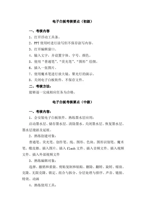 电子白板考核要点