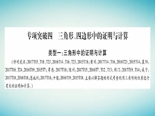湖北省2018年中考数学复习 第2轮中档题突破专项突破 4三角形四边形中的证明与计算课件