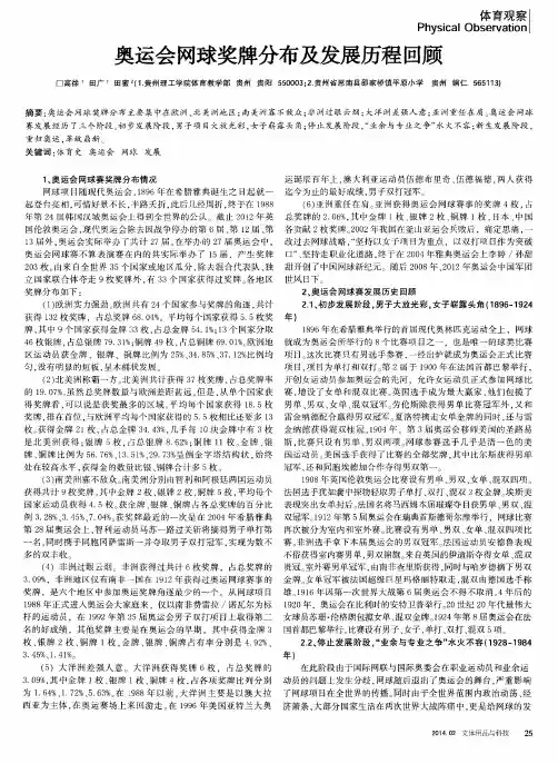 奥运会网球奖牌分布及发展历程回顾
