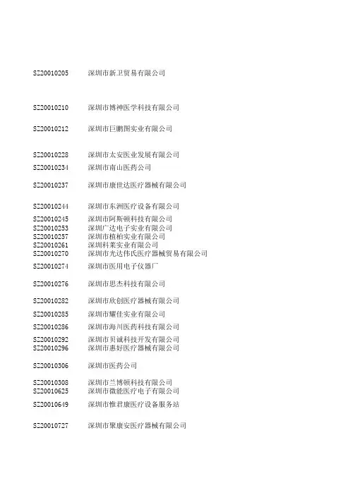 深圳市医疗器械经营企业