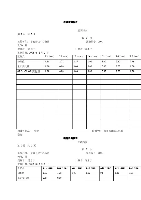 裂缝监测记录表