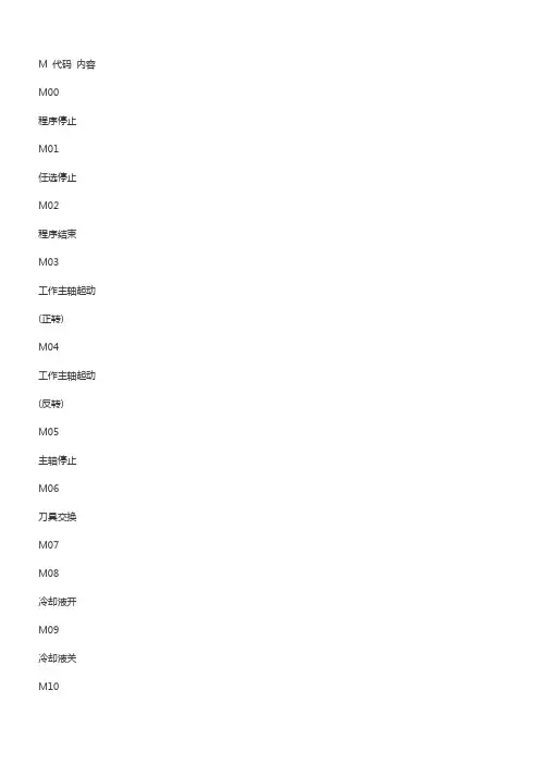 数控车床m代码【大全】