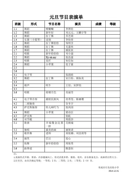 元旦表演节目单