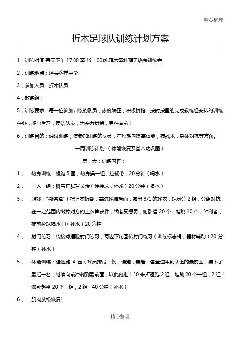 足球训练计划方案 2