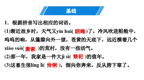 故乡讲练—部编版九年级语文上册PPT课件