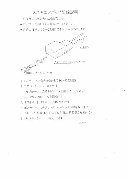 スズキエアバッグ酉己线说明 - WORKS BELL