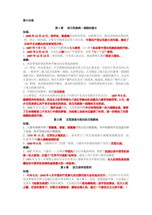 上海高中历史第六分册  知识整理