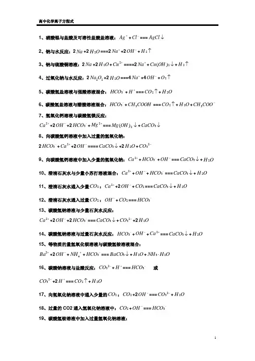 高中化学离子方程式
