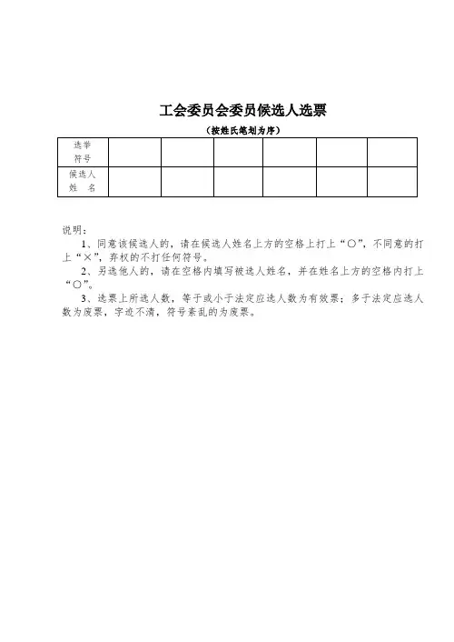 工会候选人选票