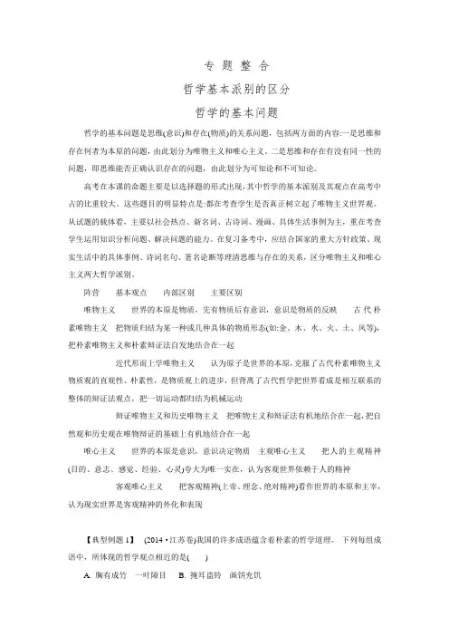 2016年高考政治二轮复习提优导学案专题十 哲学思想与唯物论、认识论11_.doc