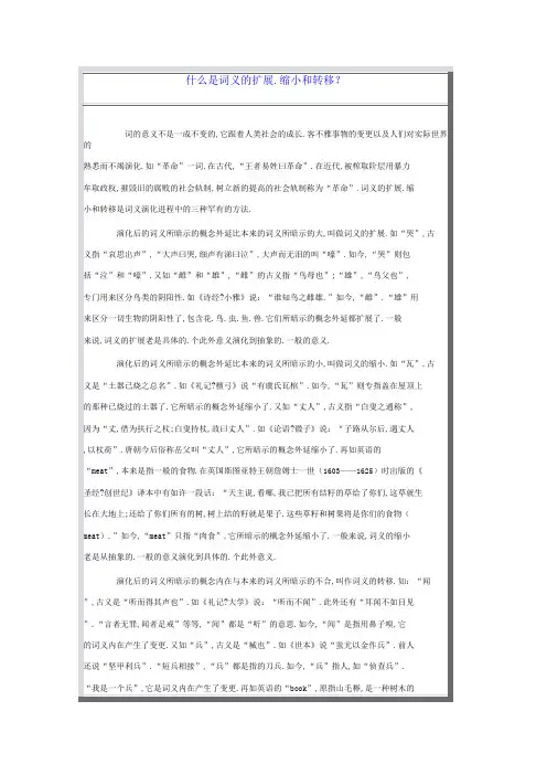 词义的扩大、缩小和转移