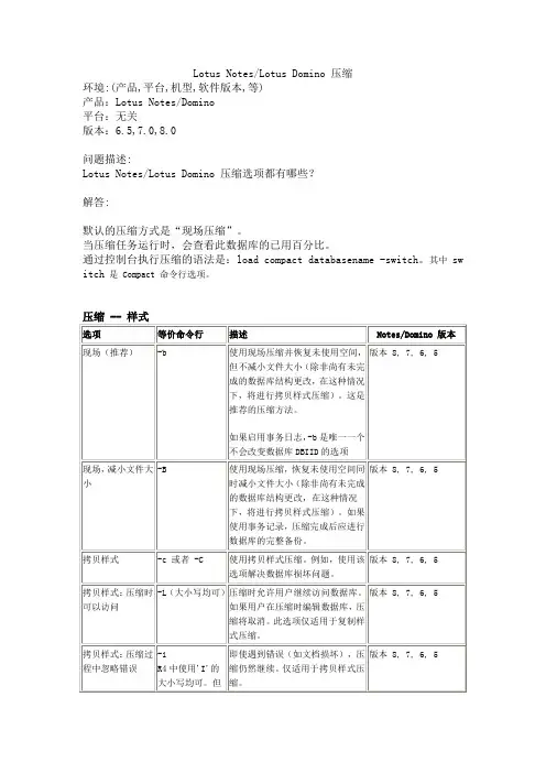 Lotus Notes压缩