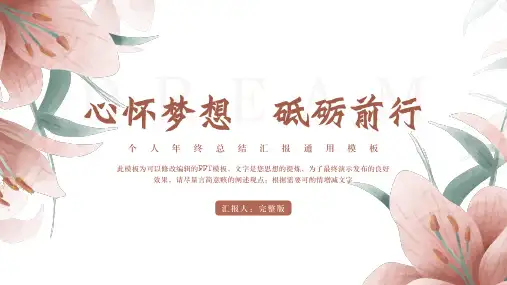 个人年终总结汇报PPT模板