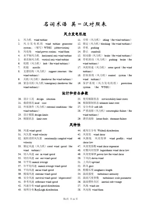 风电名词术语