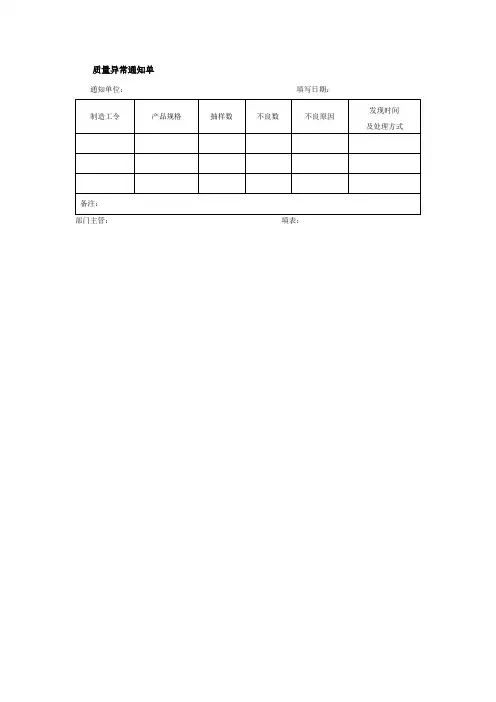 质量异常通知单