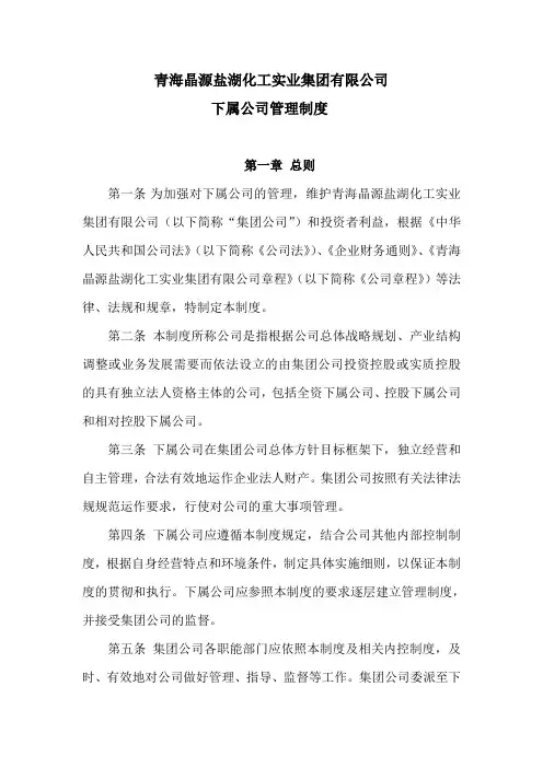 21下属公司管理制度