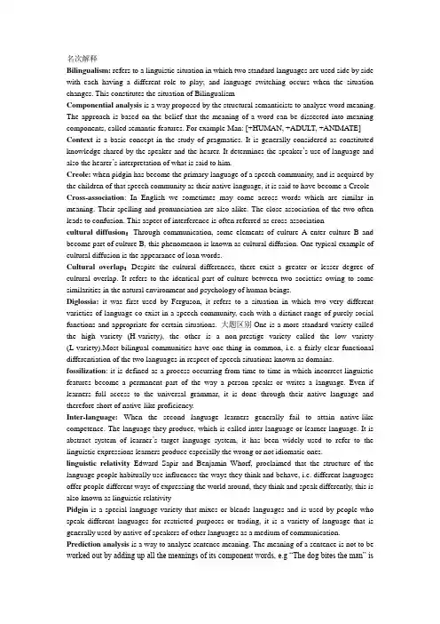 语言学考试名词解释