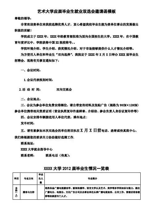 大学毕业生双选会《邀请函》