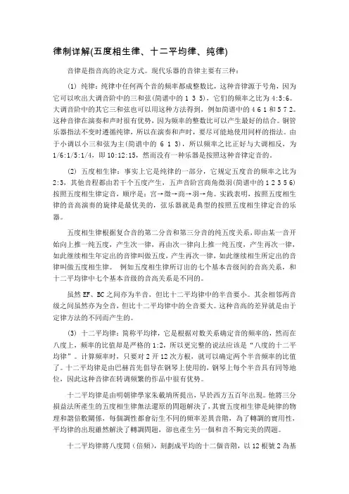 律制详解(五度相生律、十二平均律、纯律)