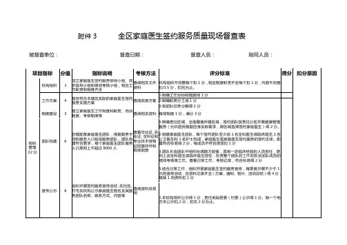 最新整理3全区家庭医生签约服务质量现场督查表.doc