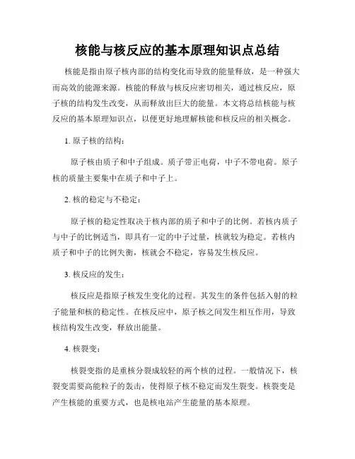 核能与核反应的基本原理知识点总结