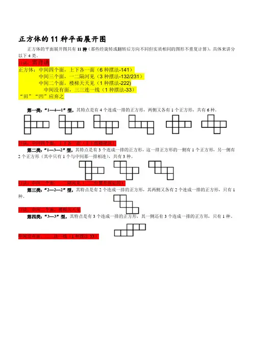 正方体11种平面展开图(精心整理) 2